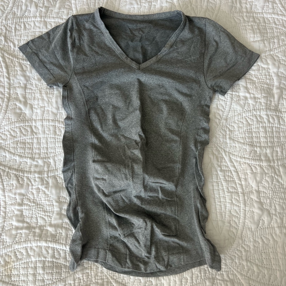 Gray V-Neck Women's Top